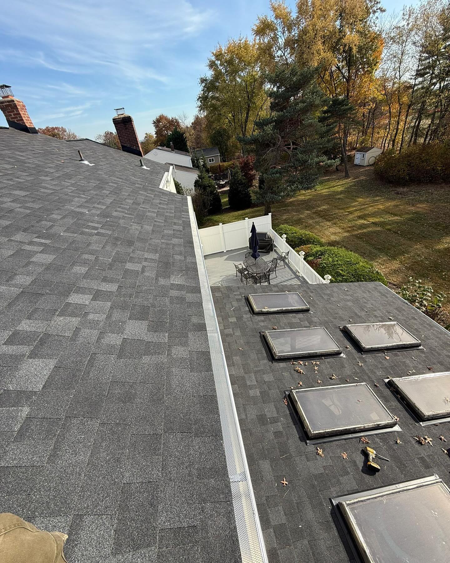 Roofer working at golden hour